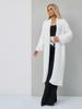 Cardigan de Tricô Branco Imitação de Visão Cruzada Roupa Externa Feminina Outono e Inverno Solto Pelúcia Fofo Longo