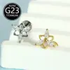 Brincos de Tarraxa F136 Liga de Titânio Zircônia Tripla Marquise Piercing Labial Integrado de Titânio Haste com Rosca Interna 6-10mm Joias para Piercing