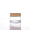 Frasco de Creme com Textura de Madeira Personalizado, Frasco Dispensador de Creme para Olhos Cosmético de Vidro Espesso Fosco, Produtos de Skincare de Alto Valor