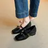 Altura Interior ~ Piel Suave Estilo Francés Retro Zapatos de una Sola Capa para Mujer Tacón Grueso Correa de Hebilla de una Sola Palabra Zapatos Mary Jane Zapatos de Cuero Camelia para Viajar al Trabajo
