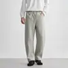 Calça de moletom masculina com costura lateral e cordão, perna larga, coleção outono 2026, caimento solto, fluida, perna reta, casual, versátil, calça longa