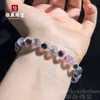Pulseira de Contas Redondas de Ágata Coração de Açúcar Colorido Tipo Gelo Natural, Cordão de Contas Simples de Múltiplas Pedras Preciosas de Corte Reto Sete Cores, Pulseira de Casal de Círculo Único