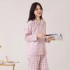 Novidade Primavera e Verão Cor Morandi Roupa de Casa para Mulheres e Homens Fio de Camada Dupla Algodão Puro Manga Longa Solta Roupa Externa Pijama de Casal