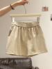 Shorts Casuales Versátiles de Cintura Elástica Blanca Adelgazantes para Mujer 2026 Nuevos de Cintura Alta de Corte A Pierna Ancha Pantalones Yamamoto