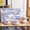 Estilo Europeo Hueso Porcelana Hortensia Azul Azul y Blanco 58 Piezas Olla Sopera Bol Plato para Pescado Bol de Arroz Cuchara para Sopa Plato de Cena Taza de Té Vajilla Fábrica Venta al por Mayor