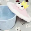 Cesta de Armazenamento Trançada com Corda de Algodão com Tampa de Monstrinho Engraçado Caixa Organizadora para Miudezas de Mesa Cesta de Armazenamento para Brinquedos Infantis