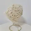 Gorro de Ganchillo Hecho a Mano para Mujer Otoño e Invierno Combinación Perfecta Cálido Suave Mohair Doble Capa Apilado Gorro de Lana