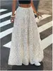 Falda midi plisada patchwork de cintura alta con cordón para mujer, falda tipo pastel multicapa suave y elegante