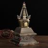 Pagoda Bodhi tamaño múltiple 21 cm bronce dorado artefacto de práctica espiritual Bodhi chapado en oro incrustado con piedras preciosas Shiritata Arita