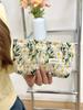 Bolsa Cosmética Bordada de Algodón con Flores para Brochas de Maquillaje, Suministros de Viaje Portátiles, Miscelánea, Gran Capacidad, Bolsa de Almacenamiento para Productos para el Cuidado de la Piel