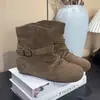 Botas Birkenstock Redondas Retro para Mujer con Tacón Oculto 2026 Otoño/Invierno Nuevas Botas Versátiles Arrugadas Apiladas Botines
