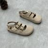 Sandalias Mary Jane de Cuero Genuino con Punta Estilo Nuevo Verano 2024 Sandalias Planas de Piel de Vaca Estilo Retro Artístico Mori para Mujer