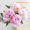Buquê de Peônias Artificiais, Arranjo de Flores para Mesa de Sala de Estar, Buquê de Flores Artificiais para Interior, Luxo Leve de Alta Qualidade