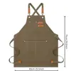 Delantal grueso nuevo modelo hecho a medida en stock para cocina casera, lona de 16 oz resistente a la suciedad con logotipo impreso, comercio exterior transfronterizo al por mayor