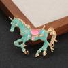 Comercio Exterior Transfronterizo Aleación Diamante Unicornio Broche Decorativo Año del Caballo Goteo de Aceite Retro Versátil Accesorios Metálicos Flor de Solapa de Caballo