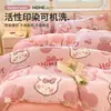 Juego de Cama de Terciopelo de Leche para Dibujos Animados de Cuatro Piezas Invierno Engrosado Coral Terciopelo Cálido Sábanas y Sábanas Ajustadas Juego de Ropa de Cama de Tres Piezas