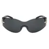 Gafas de Sol Europeas y Americanas Nuevas Y2K Mileniales Hot Girl Sin Marco Estrella de Cinco Puntas Una Pieza Estilo Aviador para Mujer