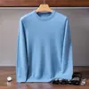 Suéter Masculino de Cashmere 2026 Gola Redonda Outono/Inverno Novo Estilo Cor Sólida Malha Amiga da Pele Para Jovens e Meia-Idade Camada Base Suéter Fino