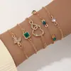 Pulsera de 5 piezas de venta caliente en Europa y Estados Unidos, para mujer, aleación, cadena de cuentas redondas, cadena de caja, pulsera sencilla y de moda