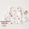 Cardigã de Algodão Puro para Bebê com Abertura Frontal Estilo Outono e Primavera Camisa Base Roupa Sem Costura para Recém-Nascido Roupa Íntima 100% Algodão Peça Única