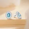 Pendientes S925 Plata de Ley Tachuelas para Oreja Pendientes con Piedra Principal Paraiba Joyería de Joyas de Piedras Preciosas de Colores de Lujo de Gama Alta de Nicho para Mujeres