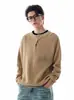 Suéter de Punto Estilo Americano Cleanfit Cuello Henry para Hombre, Estilo Holgado y Casual, Marca de Moda, Sensación de Alta Calidad, Suéter Versátil
