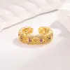 Anel estilo corte retrô esmaltado com juntas de bambu feminino nicho sensação de alto padrão anel para dedo indicador novo estilo chinês aberto ajustável dedo