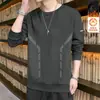 [Entrega Rápida] Sudaderas de Otoño e Invierno para Hombre Pulóver Holgado de Terciopelo Cuello Redondo Camiseta Interior de Manga Larga Talla Grande