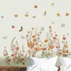 Adesivos de Parede Estilo Boêmio Transfronteiriço com Flores e Borboletas para Quarto, Estudo, Quarto de Crianças, Parede de Fundo de TV, Autoadesivos