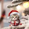 Promoção Quente de Natal Enfeites de Gato Fofo Enfeites Pingentes Acrílicos de Natal Janela de Árvore de Natal Etiqueta Pendurada de Decoração de Natal