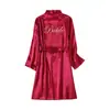 Robe de Noiva, Roupão, Camisola Feminina, Maquiagem de Casamento, Grupo de Madrinhas, Quimono Cardigã para Casamento, Roupão de Banho, Pijama de Manga Comprida, Outono Feminino