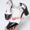 Sandalias de Verano con Tacón Grueso y Alto, Punta Abierta, con Flores, Combinación de Colores Retro, Zapatos de Mujer para Exportación, Tallas Grandes 40-46 Transfronterizos