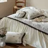 Estilo Retro Francés Algodón de Fibra Larga Cepillado Juego de Cuatro Piezas Bordado Funda Nórdica 100% Algodón Cálido para Otoño/Invierno Juego de Tres Piezas de Cama 1.2m
