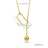 Collar de Cadena para Clavícula de Acero de Titanio con Bola, Estilo Minimalista de Nicho Ins Coreano y Japonés para Mujer, Diseño de Moda y Elegante, Chapado en Oro de 18 Quilates