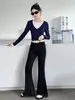 Pantalones Acampanados Elásticos para Niñas Primavera Otoño 2026 Nuevos Elegantes Ajustados Casuales para Niños Pantalones Skinny Negros para Niñas Grandes