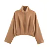 Chaqueta bomber de moda estilo europeo y americano, nuevo modelo de otoño, corte holgado, corte ajustado, top corto casual plisado