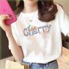 Playera de Algodón Puro Estampada de Tiktok, Playera de Algodón Puro de Manga Corta para Mujer, Marca de Moda de Primavera y Verano, Cuello Redondo, Holgada Básica Media Manga al Mayoreo