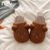Fábrica de Zapatos Qidan Pantuflas de Algodón de Dibujos Animados para Mujer, Otoño/Invierno, Conejito Lindo, Ropa de Casa, Calientes con Terciopelo Adicional, de Interior, Suela Suave, Pantuflas Peludas