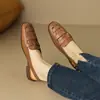 Sapatos Baixos 2026 Primavera Novos Sapatos Femininos Baixos Moda Retro Sandálias Fechadas Sem Costas