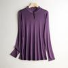 Seda de Morera Manga Larga Top de Seda Cuello Cheongsam Color Sólido Elegante Combinable Camisa Base para Mujer Interior Top de Mamá