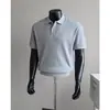 Camiseta Polo de Punto para Hombre de Verano, Estilo Retro de Comercio Exterior Transfronterizo, Cuello Henry en Relieve, Manga Corta, Estilo Lujo Ligero