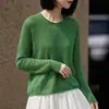 Suéter de Punto con Cuello Redondo, Puños y Mangas Largas para Mujer, Color Sólido, Naranja, Lino Perla, Pulóver, Camiseta Básica, Nuevo Estilo Otoño 2026