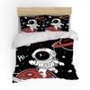 Capa de edredom estampada com estampa de astronauta espacial de desenho animado, conjunto de três peças para decoração de quarto de menino e menina