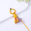 Llavero Anillo Nudo de Diamante Borla de Algodón de Xizang Colgante de Cuerda de Cinco Colores Pulsera Artesanal DIY Joyería