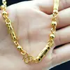 Collar de Cuentas Hexagonales de Buda de Oro Sólido, No se Desvanece, Cadena de Oro Grande, Collar de Eslabones de Bambú Hexagonal para Hombre, Oro Arena de Guanyin Llama