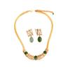 Colgante de Esmeralda Collar Largo para Mujer Cadena de Hueso de Serpiente Retro Industria Pesada Exagerada Pendientes Incrustados con Circonita Set de Joyería de Alta Gama