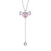 Collar de alas de ángel en plata de ley 925 para mujer, ligero, lujoso, con cadena extraíble para clavícula y colgante de amor.
