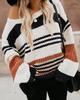 Primavera de 2026 Novo Amazon Suéter Feminino Solto Patchwork Tricô Grosso Suéter Listrado Atacado