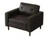 Sillón individual, diseño retro de cuero negro, adecuado para sala de estar, balcón o dormitorio, con respaldo, y se puede usar como sillón de recepción