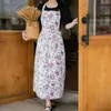 Precioso Delantal Floral de Algodón y Lino para Cocina Casera, Tareas del Hogar y Limpieza, Adecuado para Combinar con Estampados Florales, Corte Holgado, Estilo Nuevo